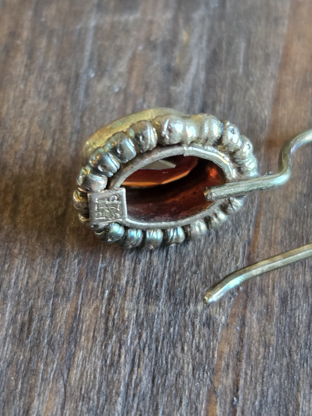 Vintage Sterling Silver 925 Garnet Dangle Earrings | Beaded Oval Drop Wire Earri